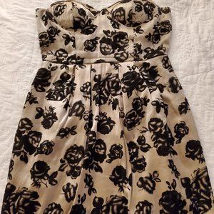 Velvet Floral Dress - Black and Gold